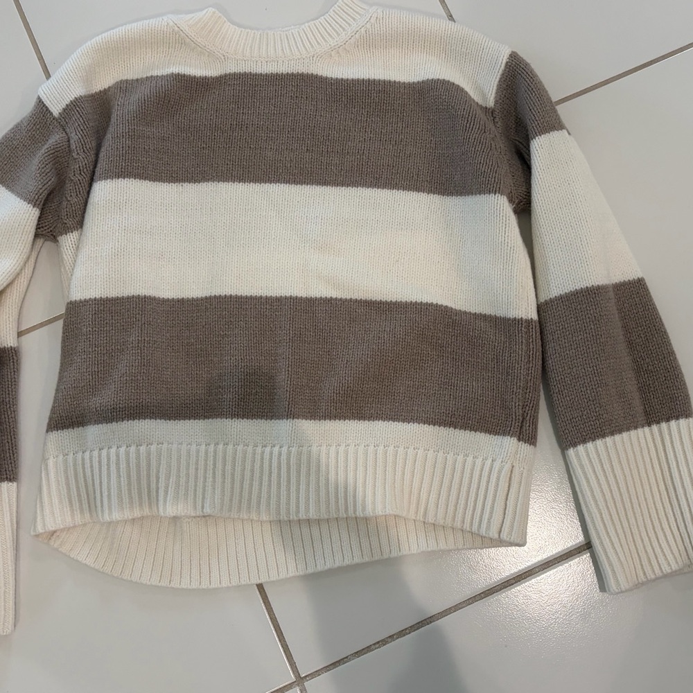 Striped Women's Sweater - Cream and Brown